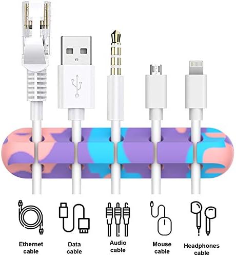 INCHOR Cable Organizer, Cord Organizer Cable Management, Cable Clips USB Cable Holder Wire Organizer Cord Clips,(5, 3 Slots Colourful) - Image 3