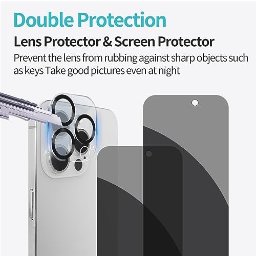 PEHAEL for iPhone 15 Pro Privacy Screen Protector+Camera Lens Protector - Image 6