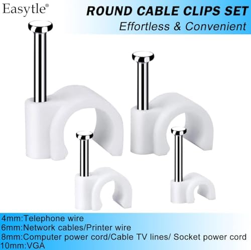 Cable Wire Clips 4mm 6mm 8mm 10mm Cable Management RG6 RG59 CAT5 CAT6 RJ45 Electrical Ethernet Dish TV Speaker Wire Cord Tie Holder Single Coaxial Nail Clamps (Pack of 400) - Image 6
