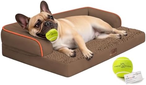 Comfort Expression Washable Dog Bed with Bolster for Medium to Large Dogs by ComfortExpression