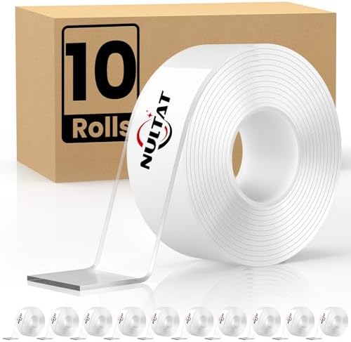 NULTAT 100 Feet Double Sided Tape Heavy Duty, Nano Reusable, Removable, Washable Double Stick Tape for Wall, Clear Multipurpose Two Sided Adhesive Tape 1.18" x 120" (100 Feet) by NULTAT