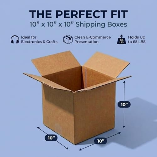 BOX USA Shipping Boxes Small 10"L x 10"W x 10"H 25-Pack, Cardboard Box for Shipping, Moving, Mailing, Packing, Packaging and Storage - Image 2