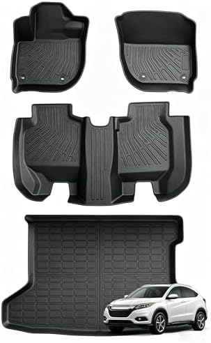 All Weather Car Floor Mats & Cargo Liner for Honda HR-V (AWD Models & Not for FWD) 2022 2021 2020 2019 2018 2017 2016 Custom Fit Full Set Accessories,Black by JORUOOServeyouwellalltheway