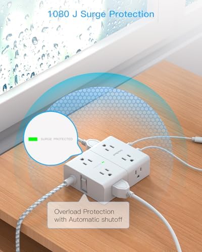 Extension Cord 10 Ft, One Beat Surge Protector Power Strip 10 Ft Long Cord - Image 7