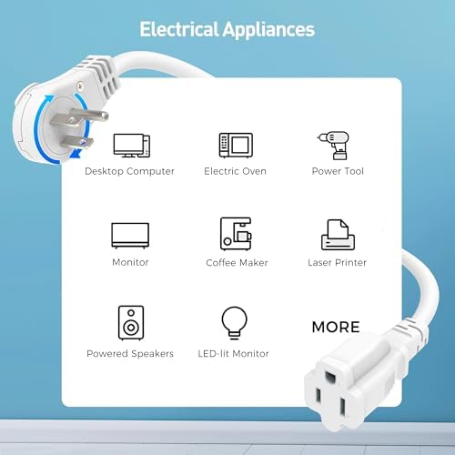 [ETL Listed] Cable Matters 2-Pack Rotating Flat Plug Extension Cord, 3ft - Image 6
