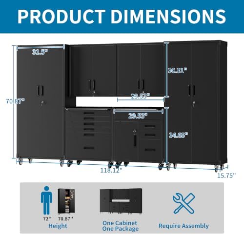 6-Piece Garage Storage Cabinets System Heavy Duty Workshop Set - Image 2
