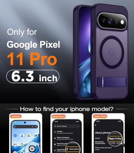 Temdan Designed for Google Pixel 11 Pro Case 2026, [Built-in Invisible Kickstand][Compatible with MagSafe][Military Grade Shockproof] Slim Translucent Matte Phone Case-Purple - Image 2
