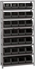 Quantum Storage Systems QSBU-239BK Giant Open Hopper Steel Shelving System, 12" D x 36" W x 75" H, with 8 Shelves and 28 QUS239 Bins, Black by QuantumStorageSystems