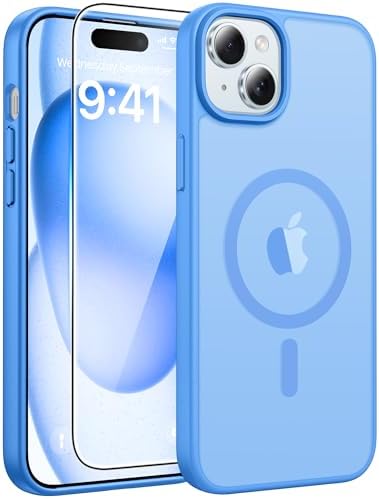FNTCASE for iPhone 15/14/13 Case, Fit for Magsafe, Glass Screen Protector by FNTCASE