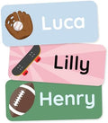 Personalized Name Labels for Kids (60) – Clothing Labels & Daycare Labels – Custom Waterproof Stickers for School Supplies - Sports by Teddylabels