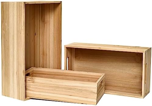 Set of 3 Wooden Boxes for Storage Small Crates for Display and Organizing, Farmhouse Style Storage Boxes for Crafts, Decor, Home Pantry and Living Room - Image 2