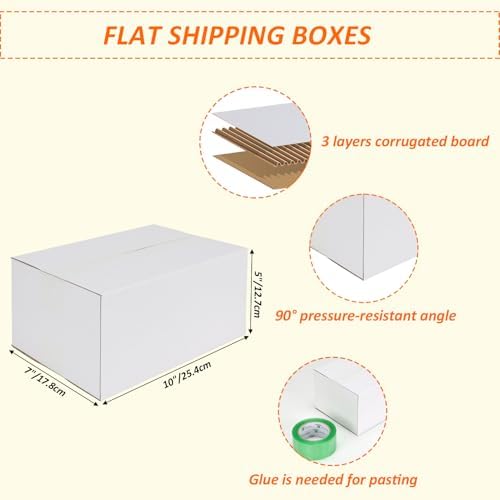 HORLIMER 10x7x5 Shipping Boxes Set of 30, White Corrugated Cardboard Mailer Box for Packing Small Business - Image 4
