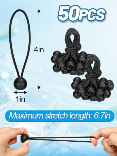 Aulock 50pcs 4in Heavy-Duty Bungee Cords with Balls for Tarp Shade Cloth - Image 4