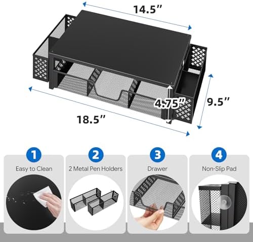Simple Trending Monitor Stand Riser, Desk Organizer and Accessories, Black - Image 3