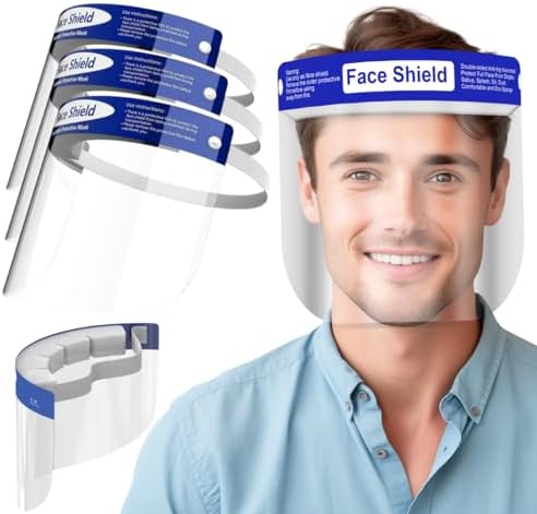 Medical Nation 100 Pack Face Shields | Clear Plastic Face Shield for Women, Men & Kids, Anti-Fog, Lightweight Reusable Full Face Shield Mask, Safety Visor Cover with Comfortable Sponge & Elastic Band by MEDICALNATION