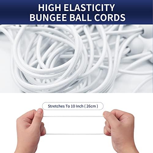 6 Inch Ball Bungee Cords, Heavy Duty UV Resistant Elastic Strap, Reusable Tie Down Cord with Balls, Indoor Outdoor Cords for Golf Net, Soccer Goals, Camping, Tent Poles, Hose (White, 20 Pack) - Image 5