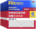 Filtrete 24x24x1 Air Filter, MERV 11, MPR 1000, 6 HVAC Filters by Filtrete