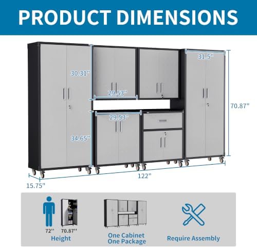 6-Piece Garage Storage Cabinets System Heavy Duty Workshop Set - Image 2