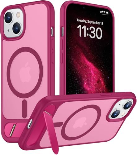 Temdan Magnetic Compatible with iPhone 14 Case/iPhone 13 Case,[Built-in Invisible Kickstand][Compatible with MagSafe][Military Grade Shockproof] Slim Translucent Matte Phone Case for iPhone 14/13 6.1" by Temdan