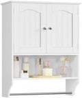 Iwell Bathroom Wall Cabinet, Over The Toilet Storage Cabinet with Towel Rack & Adjustable Shelf, Medicine Cabinet for Bathroom, White by IWELL