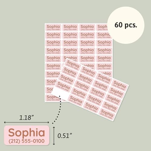 TeddyLabels - Clothing Labels for Nursing Home (60) – Self-Adhesive Name Tags for Clothes and Personal Items. Personalized Labels for Daycare, Nursing Homes, and Laundry Use - Baby Pink - Image 6
