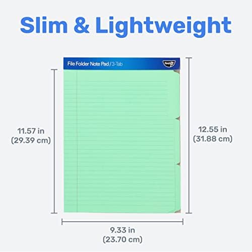 Find It File Folder Notepad - Pack of 12-9.5 x 12.5 Inch Notebook Organizer Folders for Filing, Document, and Clipboard Organization - Green - Image 4