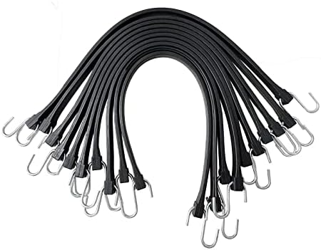 ROBLOCK 21" Rubber Tarp Straps with 150% Max Stretch, 100% EPDM Bungee Cords with Metal Crimped S Hooks, Ideal for Securing Tarps, Cargo, Canvases, Weatherproof (10 Pack) by ROBLOCK