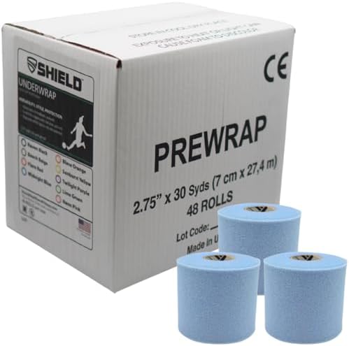 Shield Athletic Underwrap | Bulk Case of 48 Rolls of PreWrap, 2.75" X 30 SYards (Carolina Blue) by SHIELD