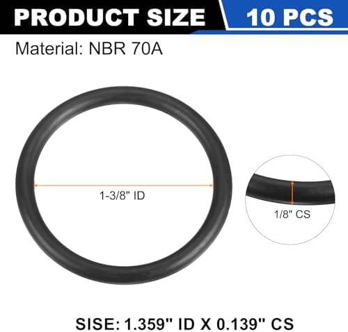 uxcell 10Pcs AS-220 NBR 70A O-Rings 1-3/8"ID x 1/8"CS/1.359"ID x 0.139"CS - Image 2