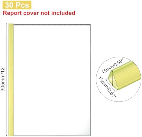 PATIKIL 30Pcs Binding Bars, 13x15mm Binding Bars Slide Grip 120 Sheets Capacity A4 Size Report Binder Presentation Binder for Study Office Report Cover Resume, Transparent Yellow - Image 2