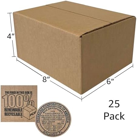 Corrugated Mail & Shipping Boxes, 8 x 6 x 4 inch, 25 pack - Image 2
