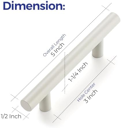 Ravinte Cabinet Handles,5" Length,3" Hole Center,White,3 Pack - Image 3