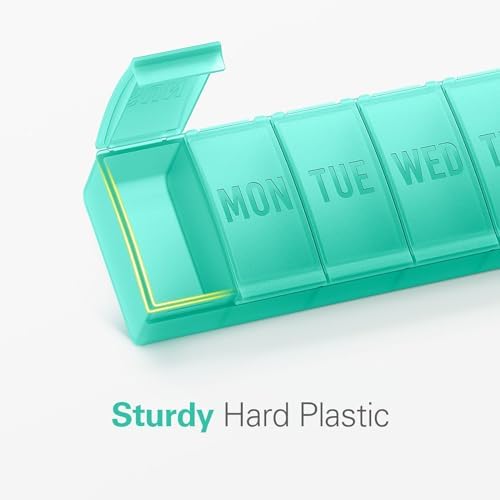 Barhon Pill Organizer Large, Weekly Pills Organizer Pill Box, Medicine Pill Organizer Travel, 7 Day Pill Case for Big Vitamins Supplements Fish Oil, Green - Image 4