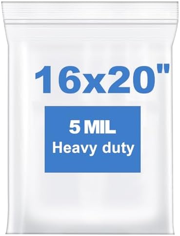 20 PCS 16"x20" 5Mil Large Clear Zip Seal Lock Poly Plastic Reclosable Bags by somogaclearzipbags