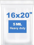 20 PCS 16"x20" 5Mil Large Clear Zip Seal Lock Poly Plastic Reclosable Bags by somogaclearzipbags