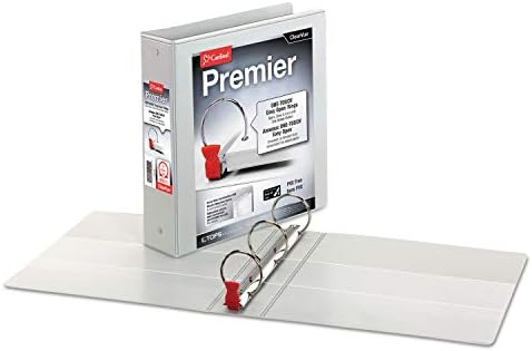 Cardinal 3 Ring Binder, 2 Inch Premier Easy Open Binder, ONE-Touch Locking Round Rings, 425-Sheet Capacity, ClearVue Cover, PVC-Free, White (11120) - Image 2