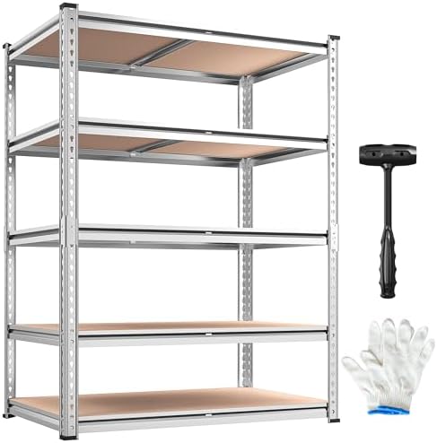 REIBII Galvanized Garage Shelving,5-Tier Metal Rack,36" W x 16" D x 72" H by REIBII