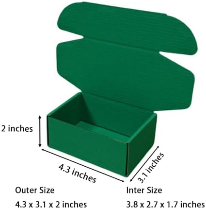 50 Pack 4.3x3.1x2 in Hunter Green Mini Shipping Boxes - Image 2