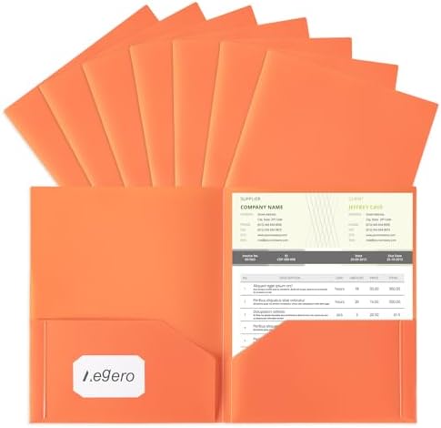 Aegero Plastic Folders with Pockets (7 Pack, Orange) by Unknown