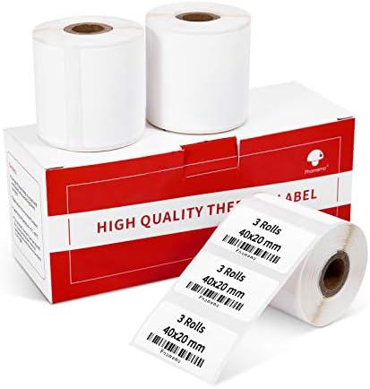 Phomemo Labels- 3 Rolls M110 Label Thermal Paper for M110/M220/M221/M120/M200, 1.57'' x 0.79'' (40x20mm)- Multipurpose Square Self-Adhesive Label, 320 Labels/Roll by Phomemo