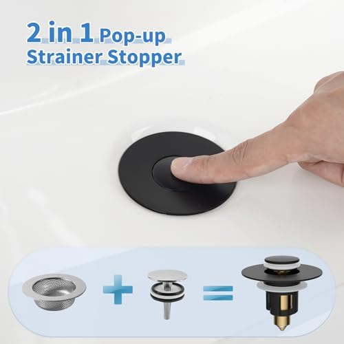 Universal Metal Bathroom Sink Stopper, Drain Strainer Hair Catcher, Black - Image 3