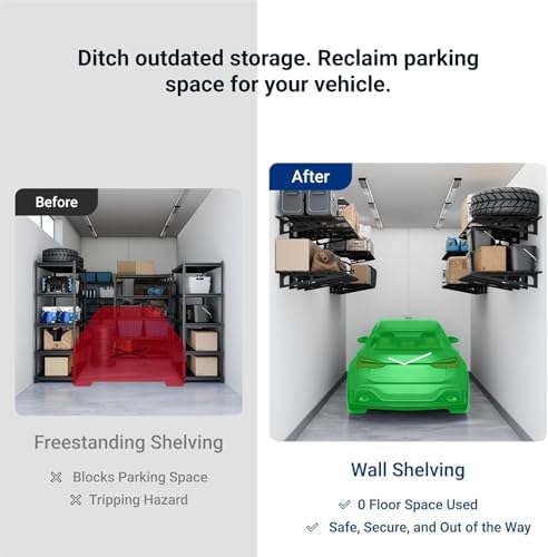 FLEXIMOUNTS 4-Pack 2x3ft Garage Shelving, 24"x72" Storage Shelves, Black - Image 5