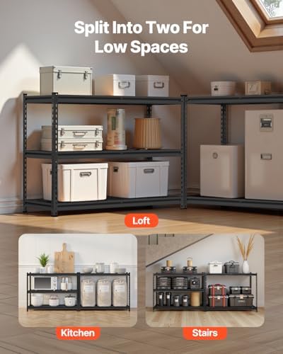 VEVOR Storage Shelving Unit, 5-Tier Adjustable, 2000 lbs Capacity, Heavy Duty Garage Shelves Metal Organizer Wire Rack, Black, 48" L x 24" W x 72" H for Kitchen Pantry Basement Bathroom Laundry Closet - Image 6