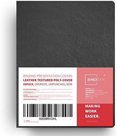 Binditek 16 Mil Leather-Textured Polycovers, 8.75x11.25, Black, 50 Pack by Binditek