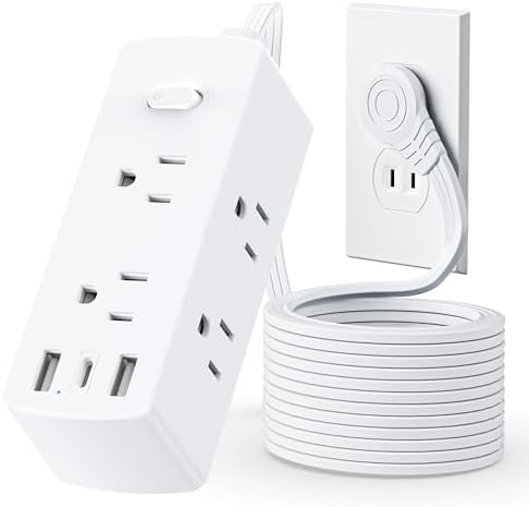 2 Prong Flat Plug Power Strip, Olcorife 2 Prong to 3 Prong Outlet Adapter, 5 FT Flat Extension Cord with 6 Outlets 3 USB Ports(1 USB C), US to Japan Plug Adapter by olcorife