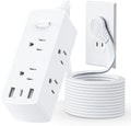 2 Prong Flat Plug Power Strip, Olcorife 2 Prong to 3 Prong Outlet Adapter, 5 FT Flat Extension Cord with 6 Outlets 3 USB Ports(1 USB C), US to Japan Plug Adapter by olcorife