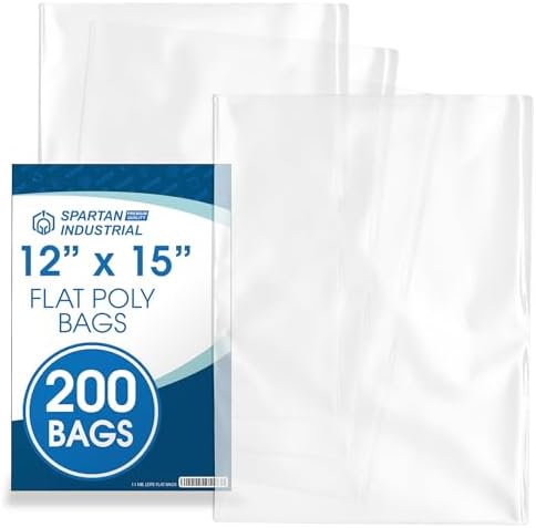12" X 15" Open-End Flat Poly Bags (200 Count) - 1.1 Mil Plastic Clear Bags by SpartanIndustrial