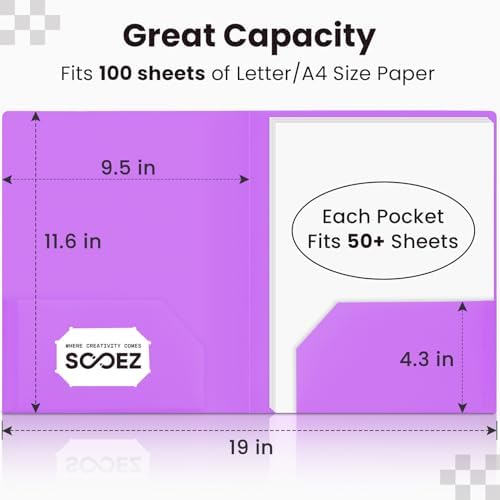 Sooez 7Pack Folders with Pockets, Pastels Colors, Heavy Duty Pocket Folder - Image 4