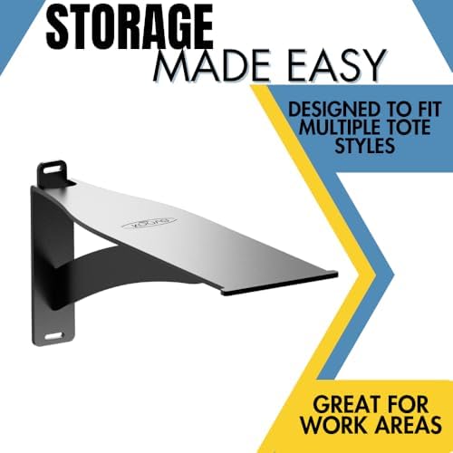 Koova Wall Mounted Tote Rack Storage System, Fits 27-Gallon Black and Yellow Commander Style Bins, Wall Mount Bracket Shelves for Garage Organization, Heavy Duty Steel, Made in USA (1-Piece Add-on) - Image 5