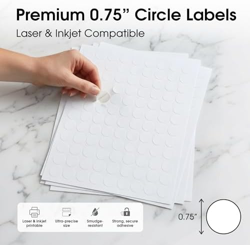 0.75" Circle Labels for Laser & Inkjet, Spartan Industrial Template C001 - Image 2